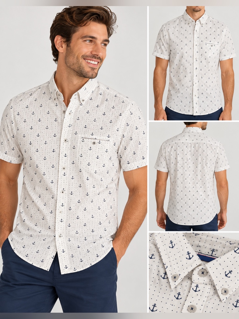 Denim & Flower Anchor Print Button-Up Shirt – XL – NWT